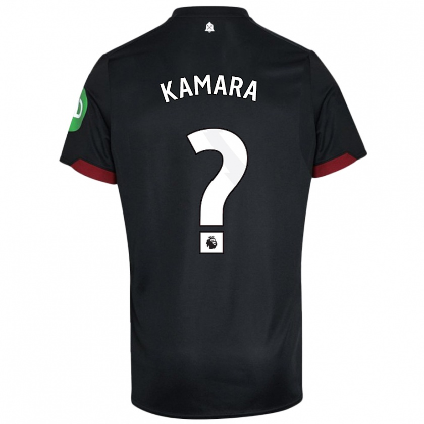 Kandiny Gyermek Aaron Kamara #0 Fekete Fehér Idegenbeli Jersey 2024/25 Mez Póló Ing