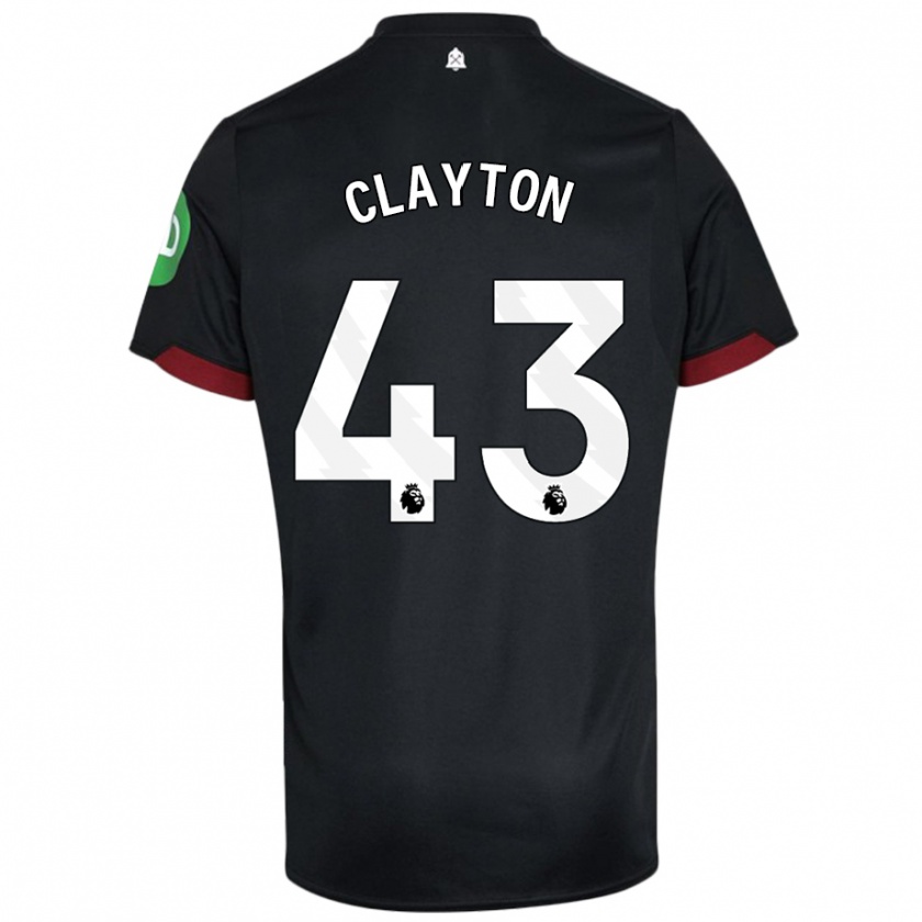 Kandiny Gyermek Regan Clayton #43 Fekete Fehér Idegenbeli Jersey 2024/25 Mez Póló Ing