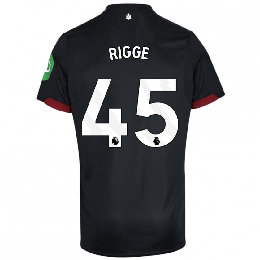 Kandiny Gyermek Daniel Rigge #45 Fekete Fehér Idegenbeli Jersey 2024/25 Mez Póló Ing