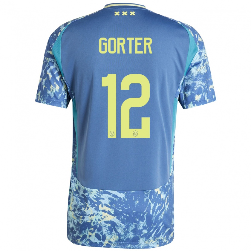 Kandiny Gyermek Jay Gorter #12 Szürke Kék Sárga Idegenbeli Jersey 2024/25 Mez Póló Ing