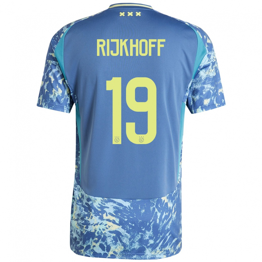 Kandiny Gyermek Julian Rijkhoff #19 Szürke Kék Sárga Idegenbeli Jersey 2024/25 Mez Póló Ing