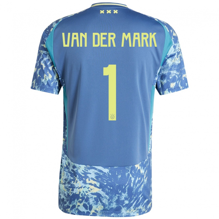 Kandiny Gyermek Jesper Van Der Mark #1 Szürke Kék Sárga Idegenbeli Jersey 2024/25 Mez Póló Ing