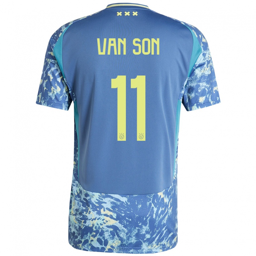 Kandiny Gyermek Daniël Van Son #11 Szürke Kék Sárga Idegenbeli Jersey 2024/25 Mez Póló Ing