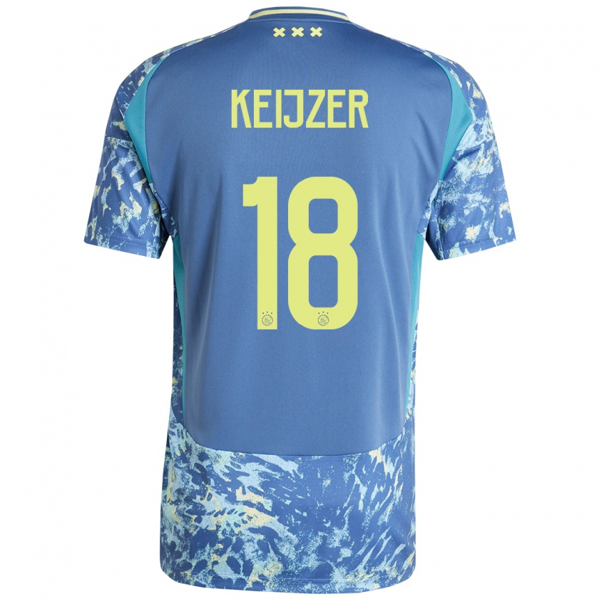 Kandiny Gyermek Milicia Keijzer #18 Szürke Kék Sárga Idegenbeli Jersey 2024/25 Mez Póló Ing