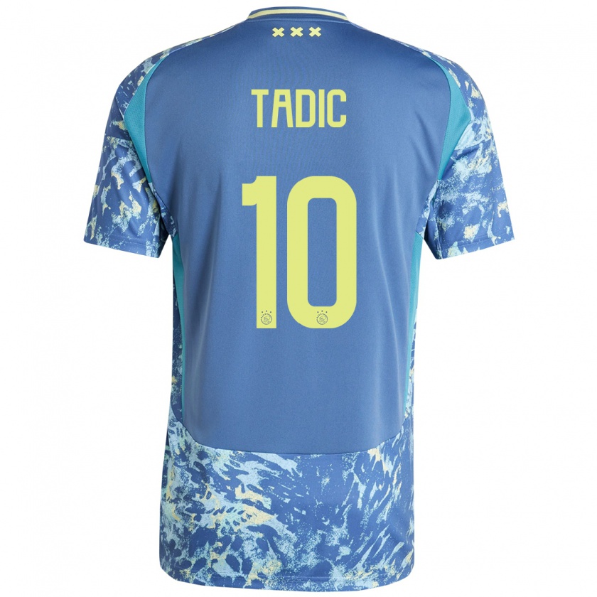 Kandiny Gyermek Dusan Tadic #10 Szürke Kék Sárga Idegenbeli Jersey 2024/25 Mez Póló Ing