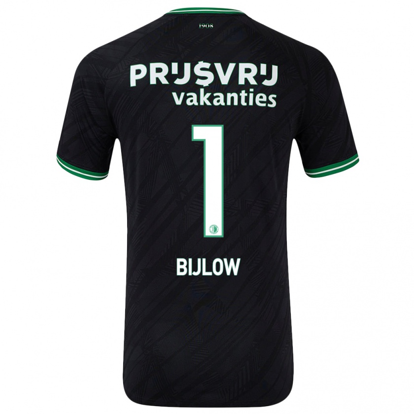 Kandiny Gyermek Justin Bijlow #1 Fekete Zöld Idegenbeli Jersey 2024/25 Mez Póló Ing