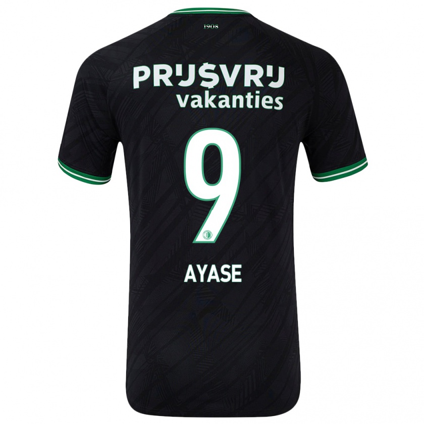 Kandiny Gyermek Ayase Ueda #9 Fekete Zöld Idegenbeli Jersey 2024/25 Mez Póló Ing