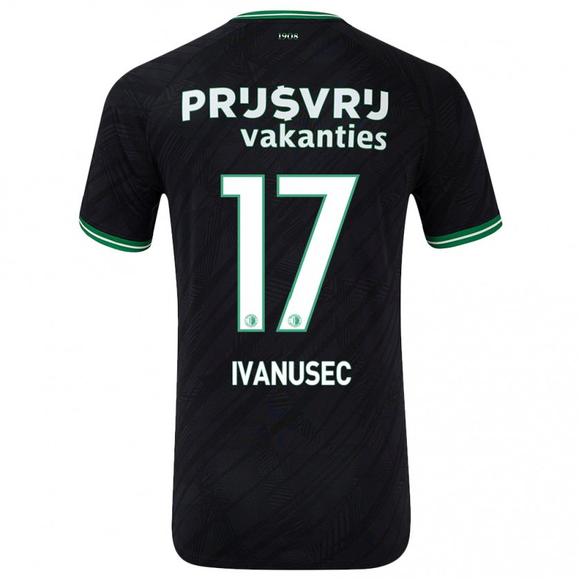 Kandiny Gyermek Luka Ivanusec #17 Fekete Zöld Idegenbeli Jersey 2024/25 Mez Póló Ing