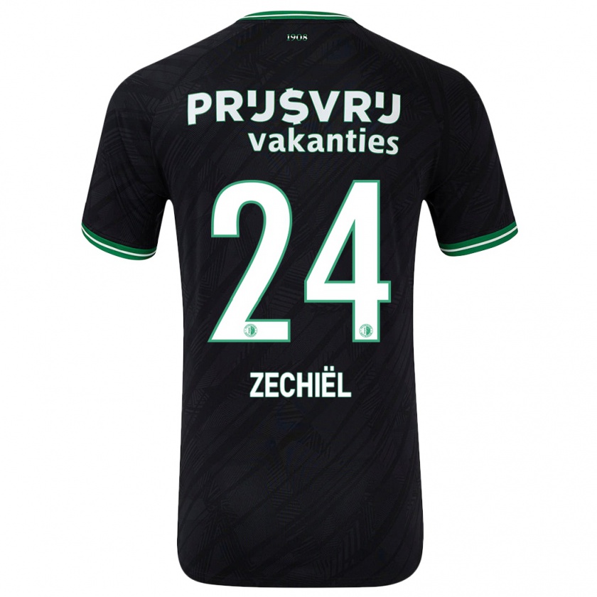 Kandiny Gyermek Gjivai Zechiël #24 Fekete Zöld Idegenbeli Jersey 2024/25 Mez Póló Ing