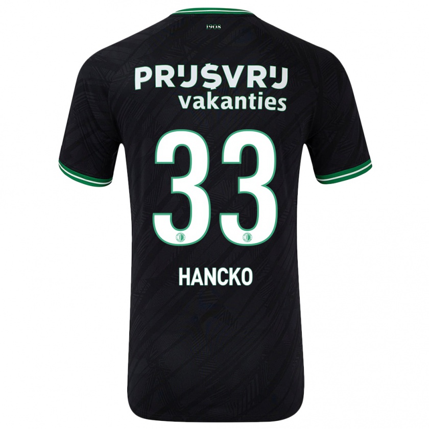 Kandiny Gyermek Dávid Hancko #33 Fekete Zöld Idegenbeli Jersey 2024/25 Mez Póló Ing