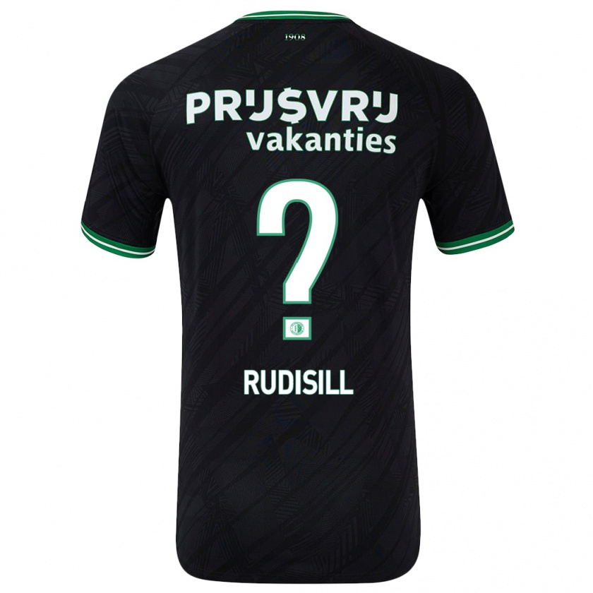 Kandiny Gyermek Paulo Rudisill #0 Fekete Zöld Idegenbeli Jersey 2024/25 Mez Póló Ing