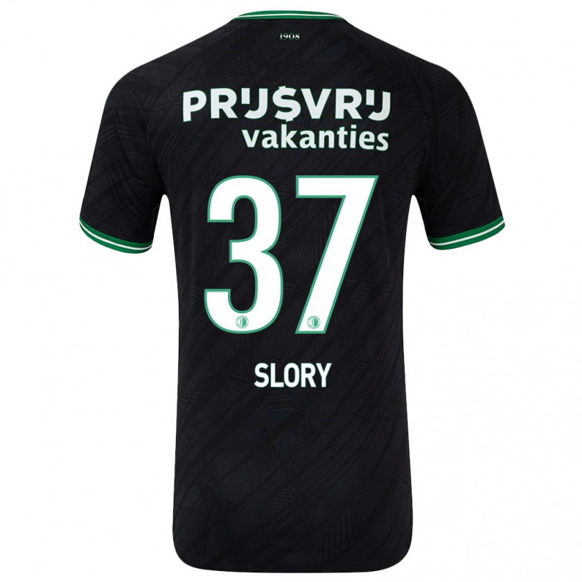 Kandiny Gyermek Jaden Slory #37 Fekete Zöld Idegenbeli Jersey 2024/25 Mez Póló Ing