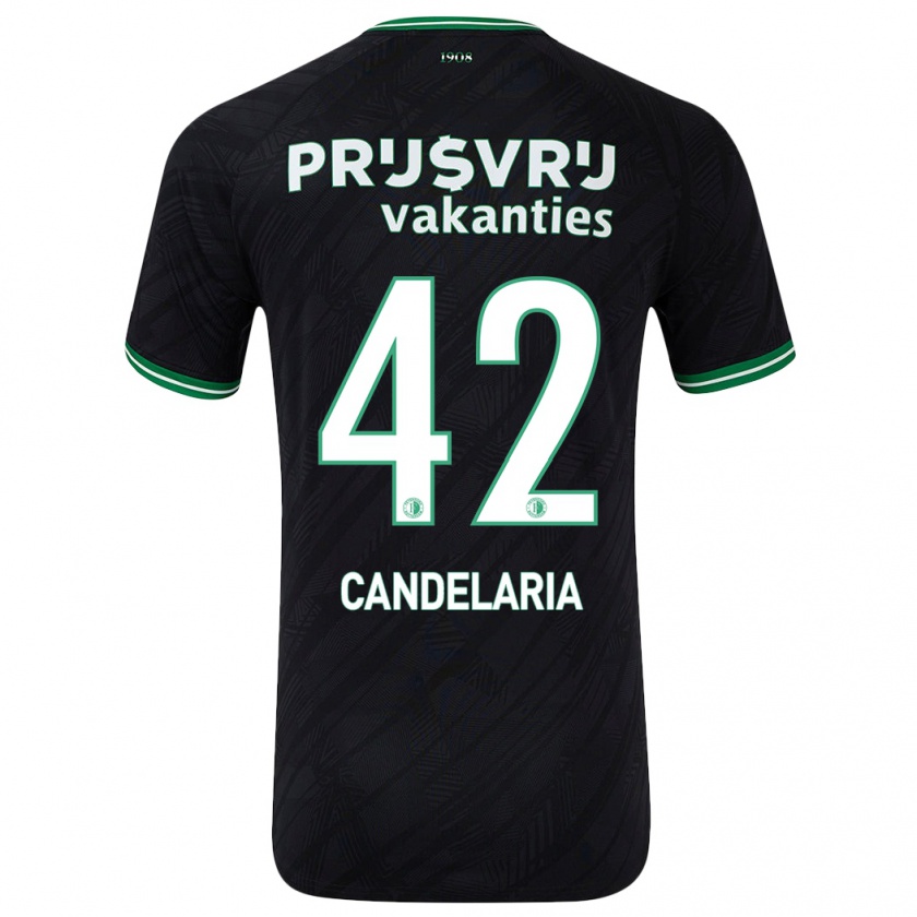 Kandiny Gyermek Jayden Candelaria #42 Fekete Zöld Idegenbeli Jersey 2024/25 Mez Póló Ing