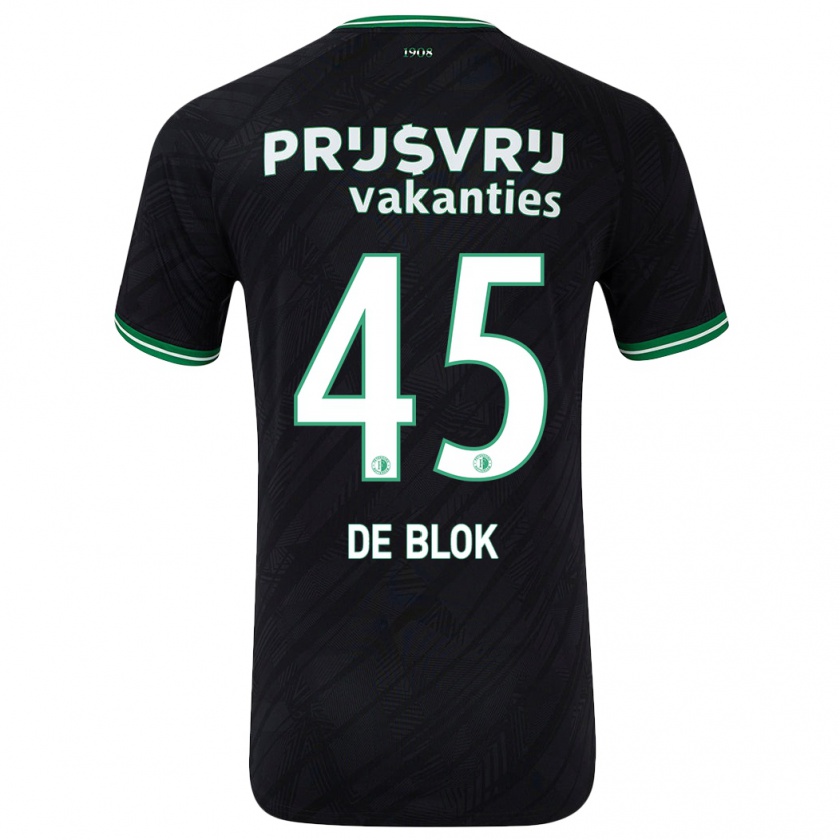 Kandiny Gyermek Lars De Blok #45 Fekete Zöld Idegenbeli Jersey 2024/25 Mez Póló Ing