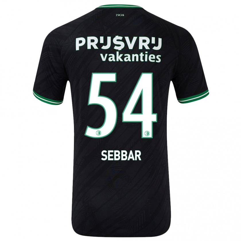 Kandiny Gyermek Marouane Sebbar #54 Fekete Zöld Idegenbeli Jersey 2024/25 Mez Póló Ing