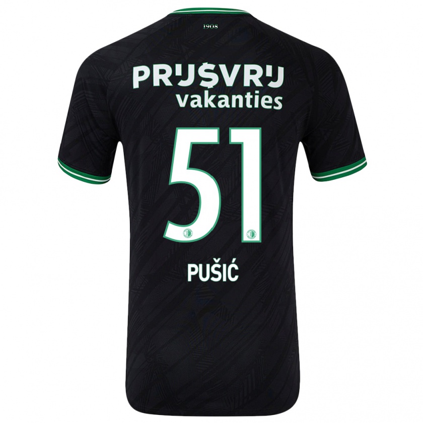 Kandiny Gyermek Noah Pušić #51 Fekete Zöld Idegenbeli Jersey 2024/25 Mez Póló Ing