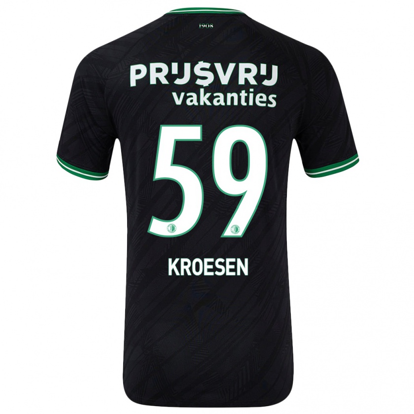 Kandiny Gyermek Jaimy Kroesen #59 Fekete Zöld Idegenbeli Jersey 2024/25 Mez Póló Ing