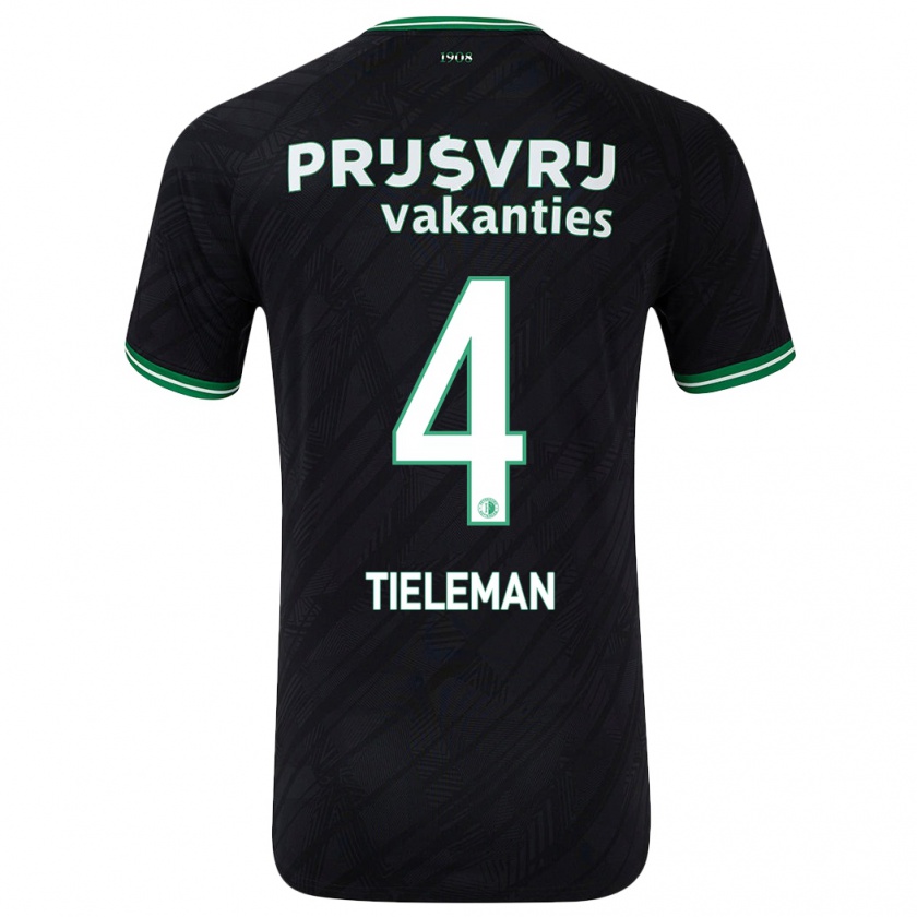 Kandiny Gyermek Jerry Tieleman #4 Fekete Zöld Idegenbeli Jersey 2024/25 Mez Póló Ing