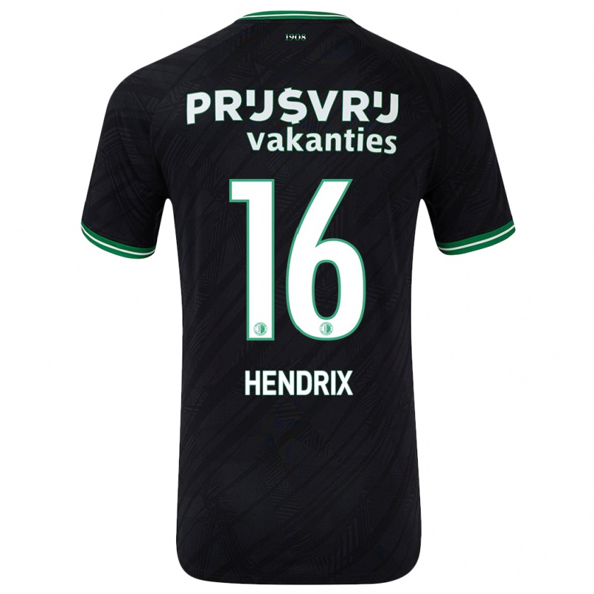 Kandiny Gyermek Jorrit Hendrix #16 Fekete Zöld Idegenbeli Jersey 2024/25 Mez Póló Ing