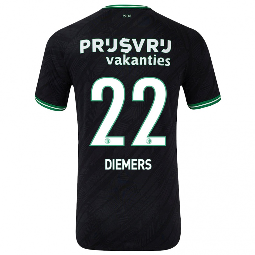 Kandiny Gyermek Mark Diemers #22 Fekete Zöld Idegenbeli Jersey 2024/25 Mez Póló Ing