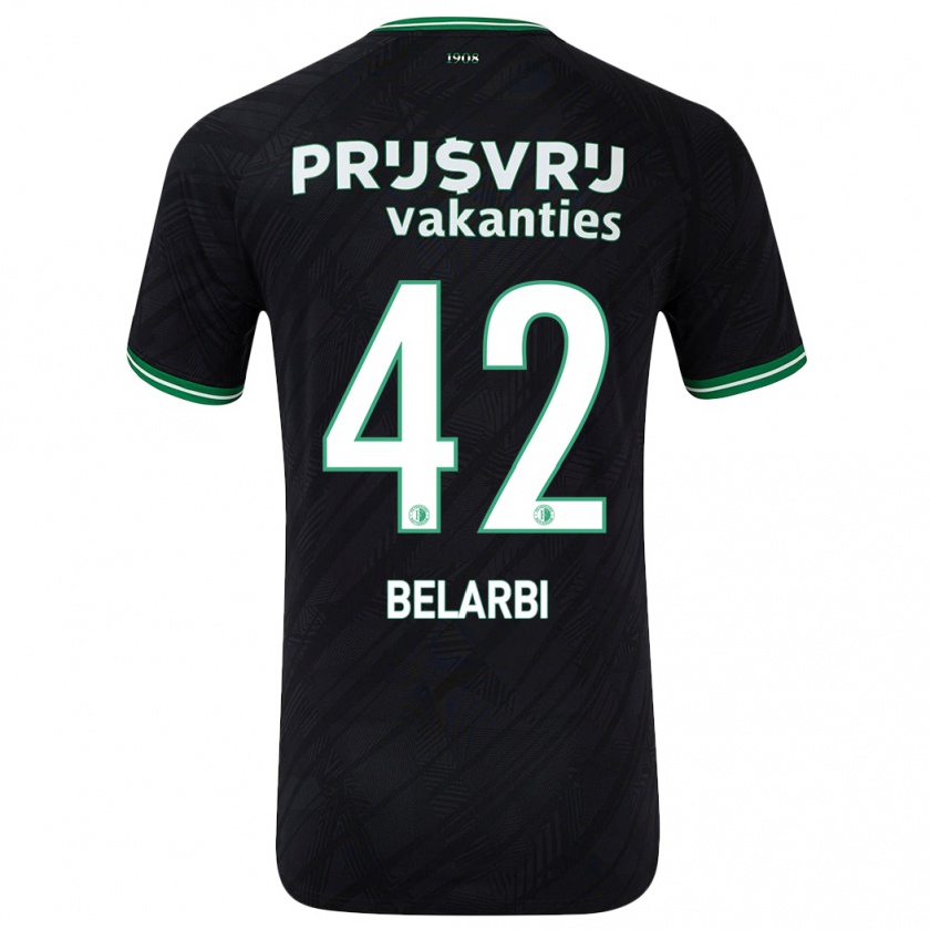 Kandiny Gyermek Abdel Belarbi #42 Fekete Zöld Idegenbeli Jersey 2024/25 Mez Póló Ing