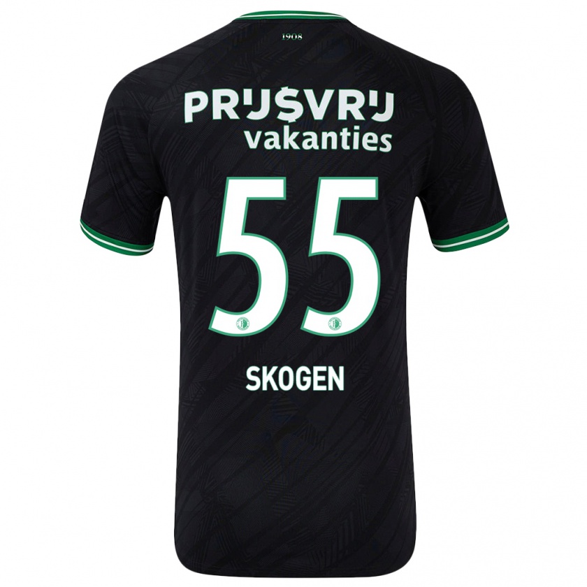 Kandiny Gyermek Sondre Skogen #55 Fekete Zöld Idegenbeli Jersey 2024/25 Mez Póló Ing