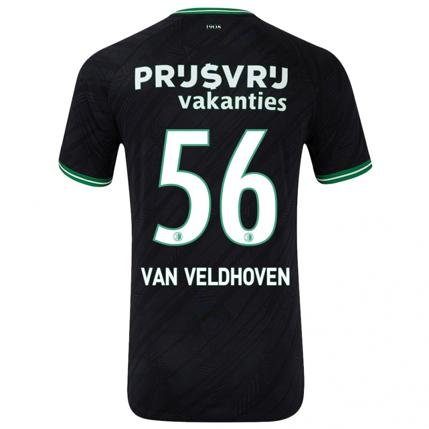 Kandiny Gyermek Kars Van Veldhoven #56 Fekete Zöld Idegenbeli Jersey 2024/25 Mez Póló Ing