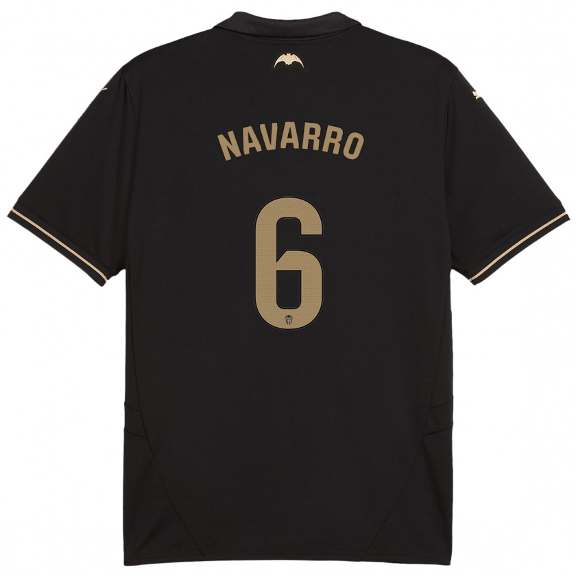 Kandiny Gyermek Javi Navarro #6 Fekete Idegenbeli Jersey 2024/25 Mez Póló Ing