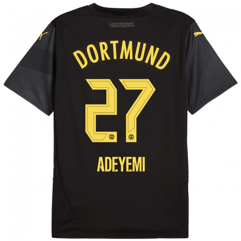 Kandiny Gyermek Karim Adeyemi #27 Fekete Sárga Idegenbeli Jersey 2024/25 Mez Póló Ing