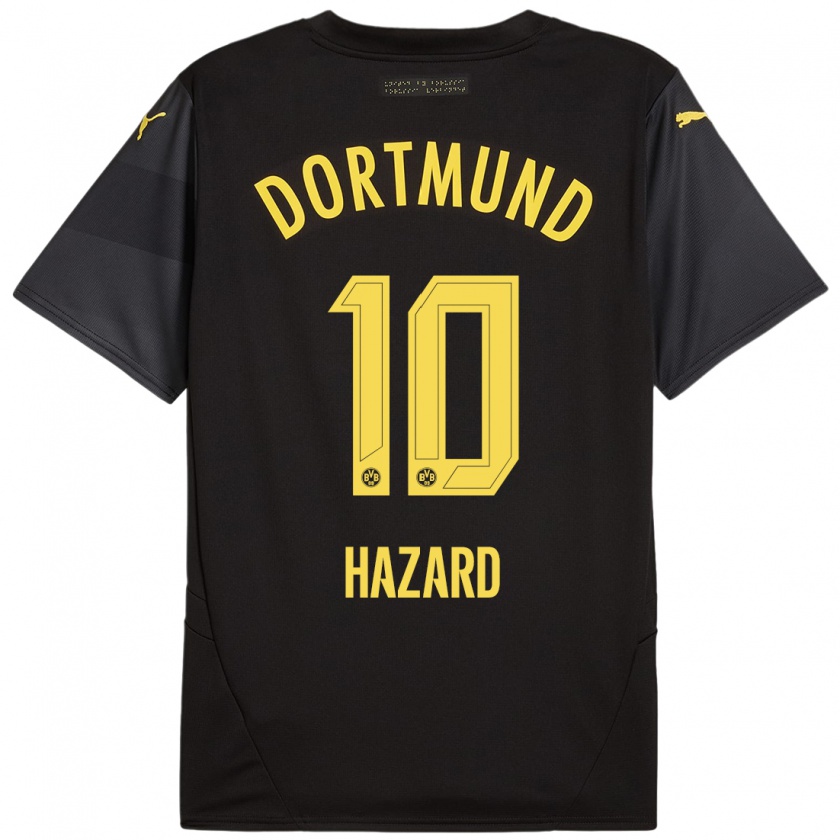 Kandiny Gyermek Thorgan Hazard #10 Fekete Sárga Idegenbeli Jersey 2024/25 Mez Póló Ing