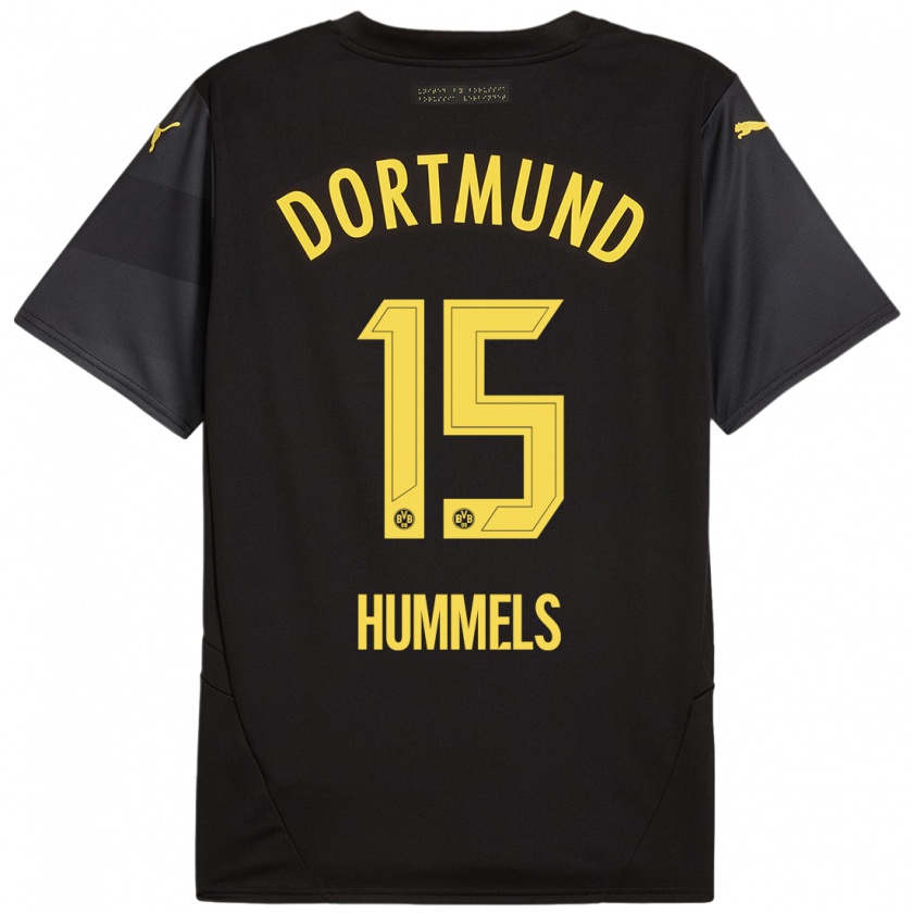 Kandiny Gyermek Mats Hummels #15 Fekete Sárga Idegenbeli Jersey 2024/25 Mez Póló Ing