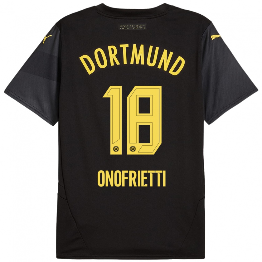 Kandiny Gyermek Vincenzo Onofrietti #18 Fekete Sárga Idegenbeli Jersey 2024/25 Mez Póló Ing