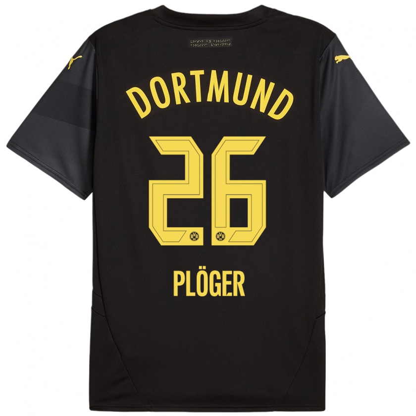 Kandiny Gyermek Dustin Plöger #26 Fekete Sárga Idegenbeli Jersey 2024/25 Mez Póló Ing