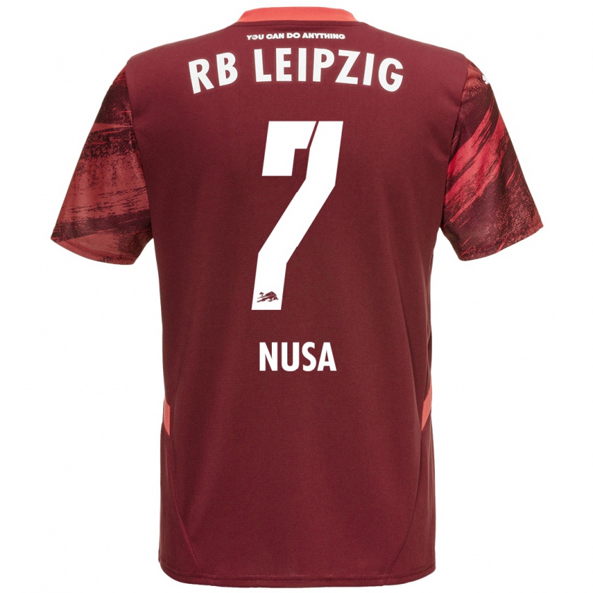 Kandiny Gyermek Antonio Nusa #7 Burgundia Idegenbeli Jersey 2024/25 Mez Póló Ing