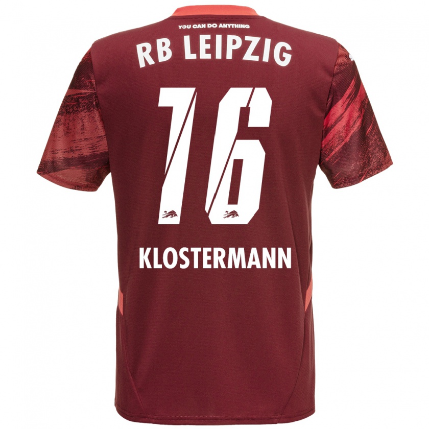 Kandiny Gyermek Lukas Klostermann #16 Burgundia Idegenbeli Jersey 2024/25 Mez Póló Ing