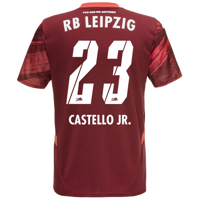 Kandiny Gyermek Castello Lukeba #23 Burgundia Idegenbeli Jersey 2024/25 Mez Póló Ing