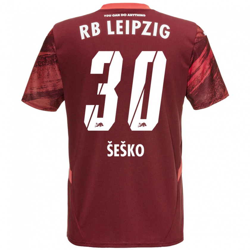 Kandiny Gyermek Benjamin Sesko #30 Burgundia Idegenbeli Jersey 2024/25 Mez Póló Ing