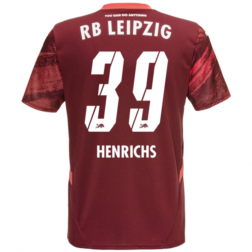 Kandiny Gyermek Benjamin Henrichs #39 Burgundia Idegenbeli Jersey 2024/25 Mez Póló Ing