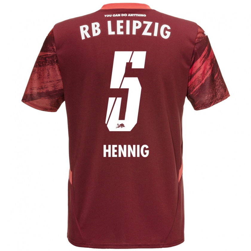 Kandiny Gyermek Lenny Hennig #5 Burgundia Idegenbeli Jersey 2024/25 Mez Póló Ing