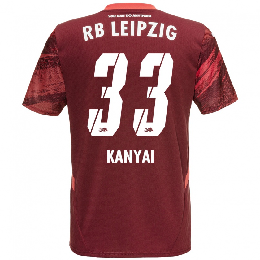 Kandiny Gyermek Janos Kanyai #33 Burgundia Idegenbeli Jersey 2024/25 Mez Póló Ing