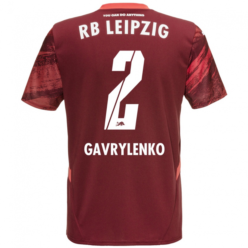 Kandiny Gyermek Oleksandr Gavrylenko #2 Burgundia Idegenbeli Jersey 2024/25 Mez Póló Ing