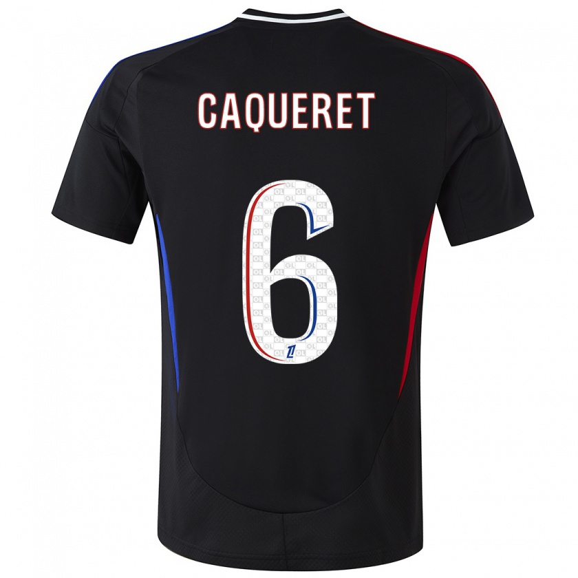 Kandiny Gyermek Maxence Caqueret #6 Fekete Idegenbeli Jersey 2024/25 Mez Póló Ing