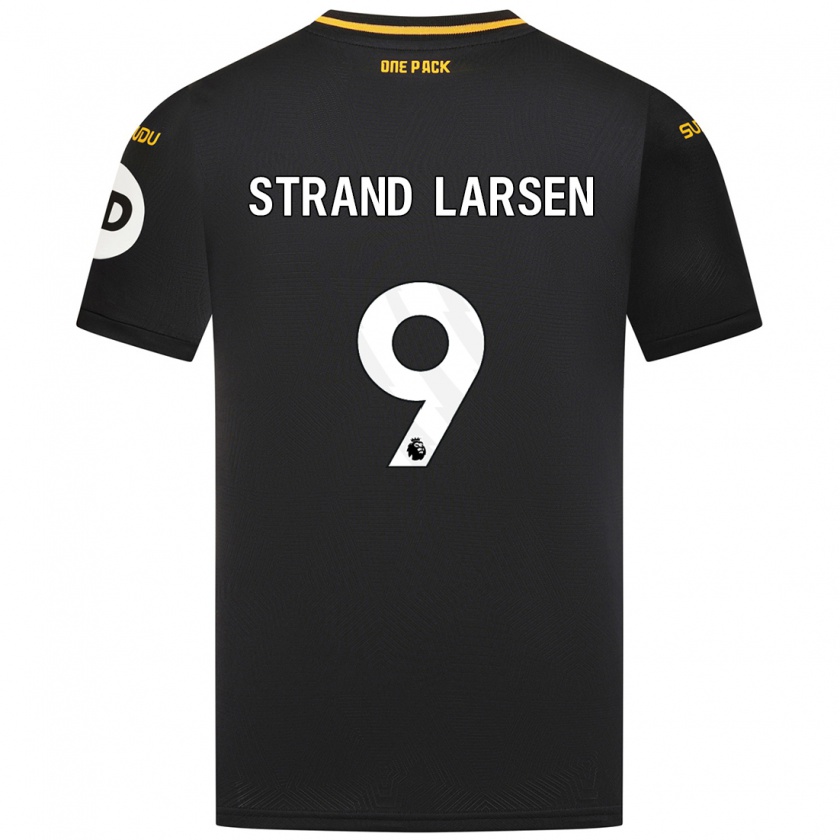 Kandiny Gyermek Jørgen Strand Larsen #9 Fekete Idegenbeli Jersey 2024/25 Mez Póló Ing