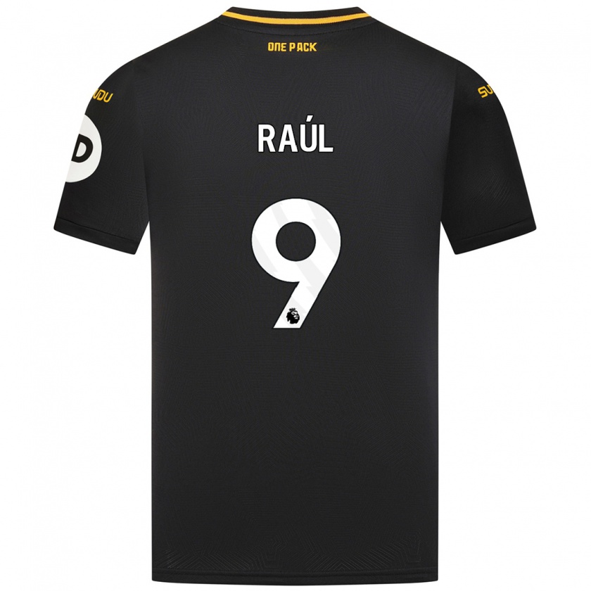 Kandiny Gyermek Raul Jimenez #9 Fekete Idegenbeli Jersey 2024/25 Mez Póló Ing