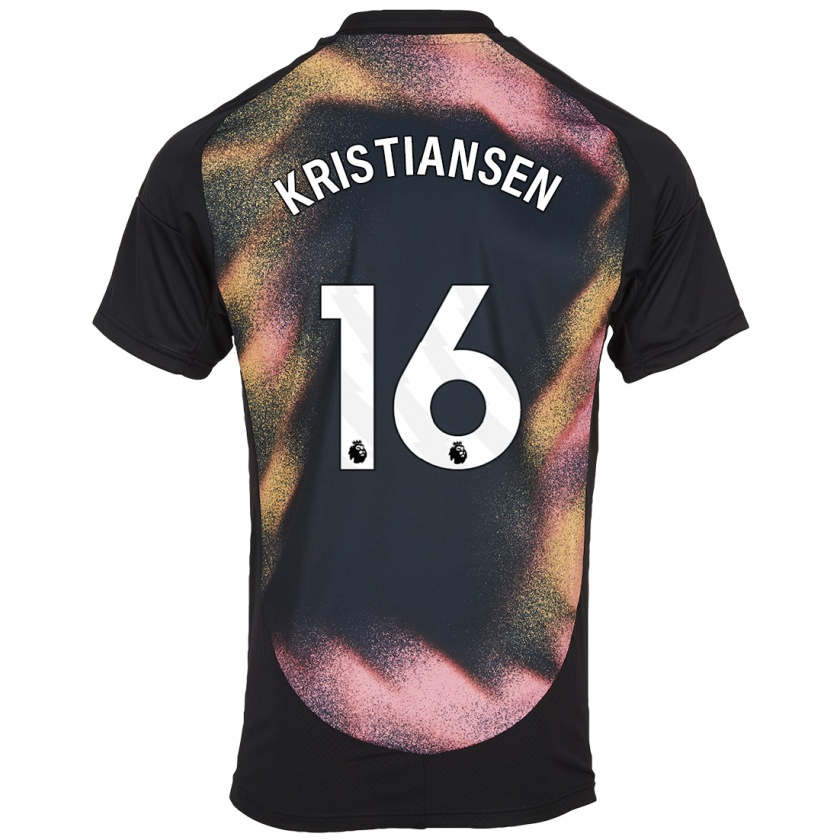 Kandiny Gyermek Victor Kristiansen #16 Fekete Fehér Idegenbeli Jersey 2024/25 Mez Póló Ing