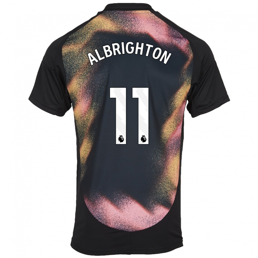 Kandiny Gyermek Marc Albrighton #11 Fekete Fehér Idegenbeli Jersey 2024/25 Mez Póló Ing