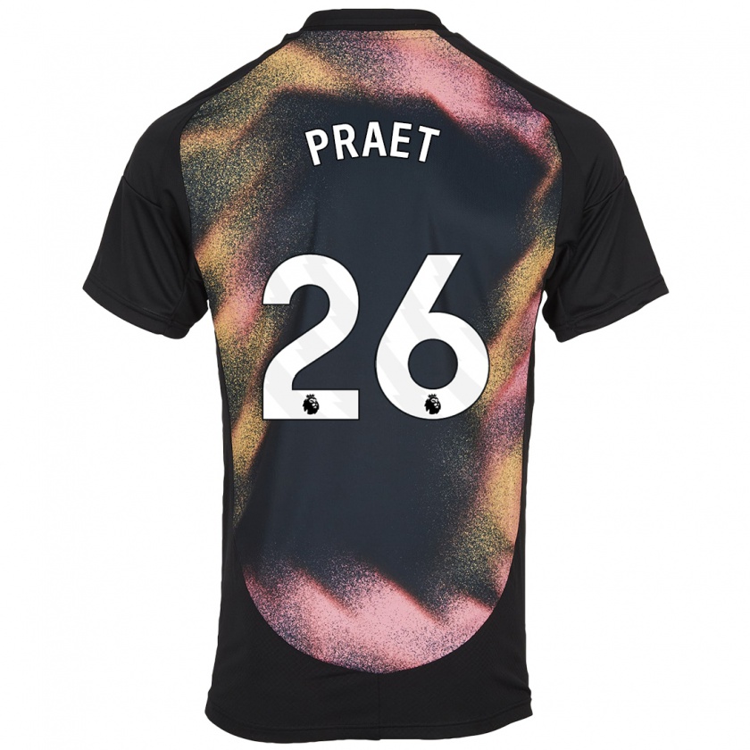 Kandiny Gyermek Dennis Praet #26 Fekete Fehér Idegenbeli Jersey 2024/25 Mez Póló Ing