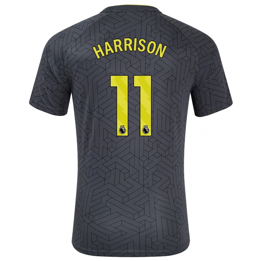 Kandiny Gyermek Jack Harrison #11 Fekete Sárga Idegenbeli Jersey 2024/25 Mez Póló Ing