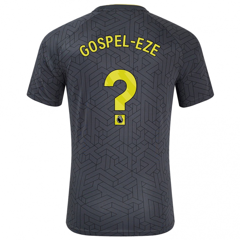 Kandiny Gyermek Goodness Gospel-Eze #0 Fekete Sárga Idegenbeli Jersey 2024/25 Mez Póló Ing