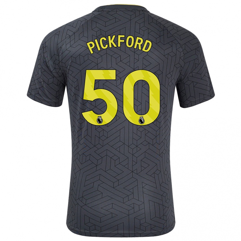 Kandiny Gyermek George Pickford #50 Fekete Sárga Idegenbeli Jersey 2024/25 Mez Póló Ing